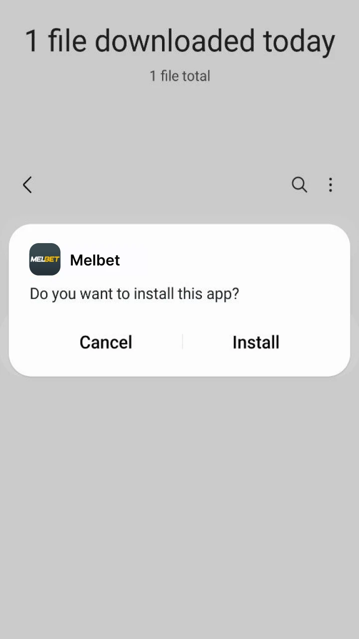 Start installing the Melbet app for Android.